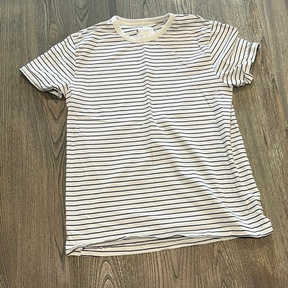 Denim & Flower by Ricky Singh T-Shirt Short Sleeve Striped White Black Size M
